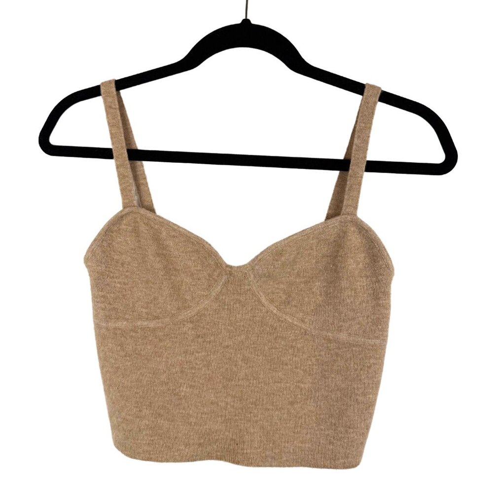 Aritzia Wilfred Light Brown Bustier Sweetheart Cropped Sicily Sweater Tank Top-M